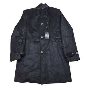 London Fog Signature Overcoat Mens 40R Medium Black Wool Blend $350 NEW‎